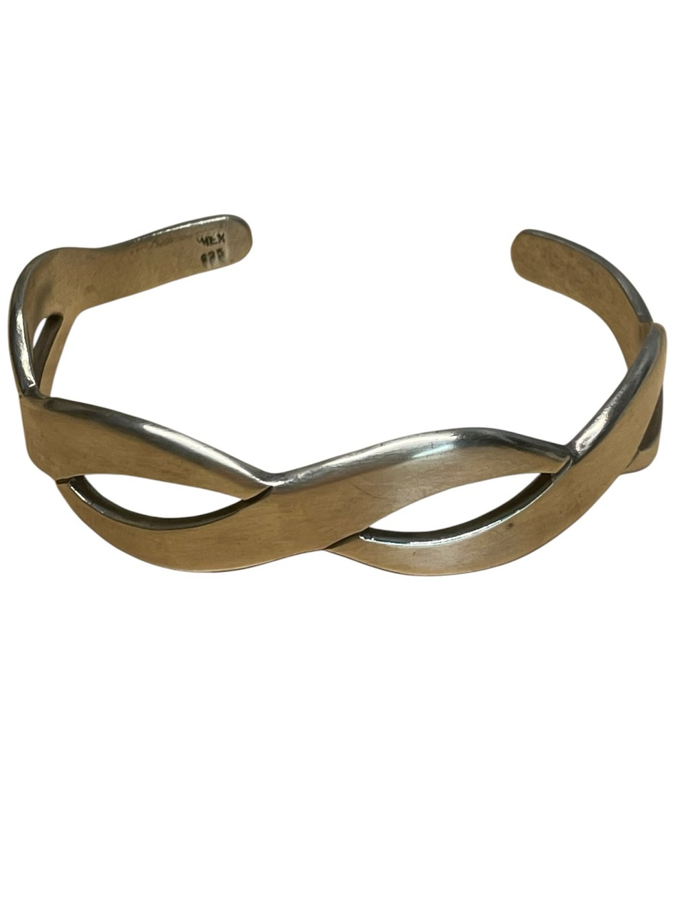 Sterling Silver 925 Twisted Infinity Cuff Bracelet Minimalist Mexico Timeless